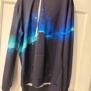 Men's Navy Zip-Up Hoodie with Blue Galaxy Stripe
